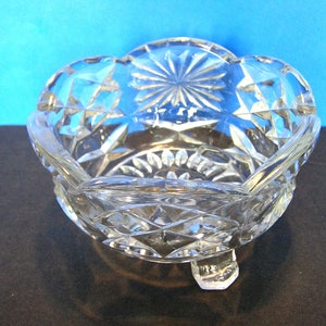 Tri-footed Cut Crystal 5&quot; Candy Bowl England