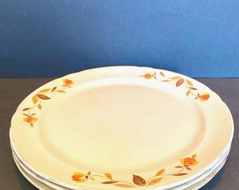 Hall Superior Autumn Leaf 9 1/8" Breakfast Plates Set of Three (3)