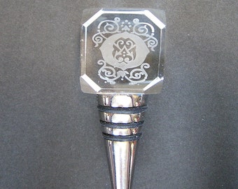 Crystal Block Engraved Wine Bottle Stopper