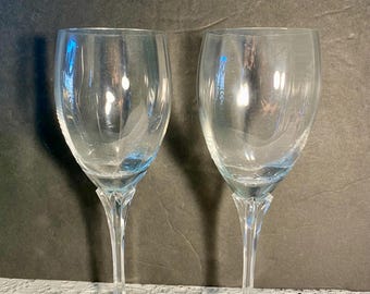 Gorham Crystal Andante Optic Water/Red Wine Goblets Set of Two (2)