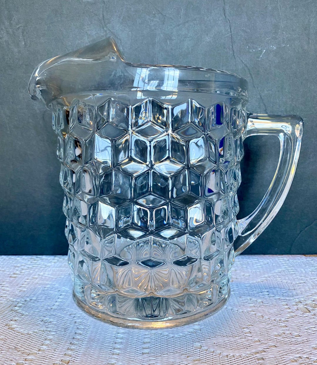 Large Fostoria American Clear 70 Oz Pitcher W/ice Lip - Etsy