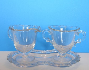 Fostoria Century Mini Cream and Sugar Set on Tray