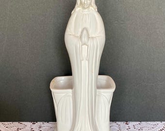 Praying Madonna Figurine with Bowl for Flower Arrangement