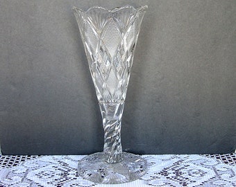 EAPG Large 12" Trumpet Vase AKA Paneled Diamond Block #24