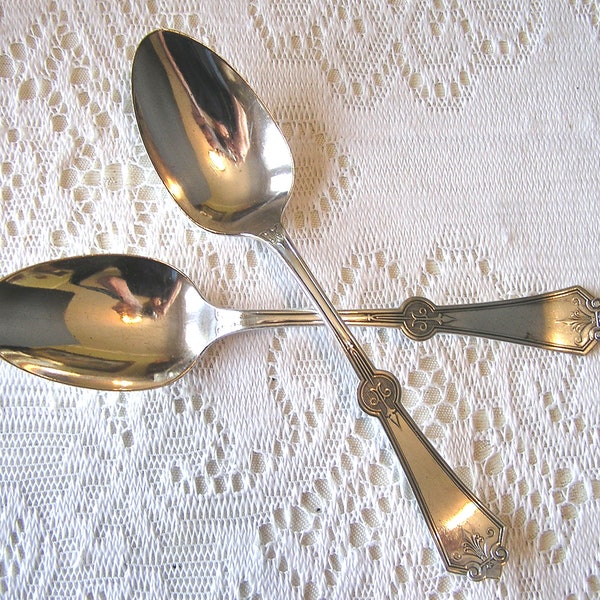 Set of Two (2) Antique Silver Plate Serving Tablespoons Persian Pattern by Rogers & Brothers 1871