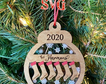 Ornament SVG. Christmas Ornament svg. Laser svg. Family Stocking SVG. Personalized Stocking. Family Christmas Ornament. 2023 Ornament SVG.