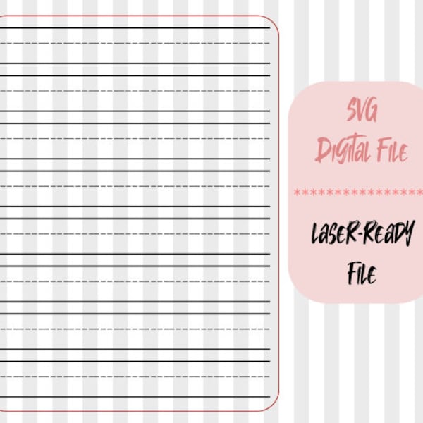 Lined Paper SVG. Tracing SVG. Laser Cut Blank Lines. Tracing Paper svg. Laser-Ready Blank Paper File. Educational Dry Erase Boards Digital.