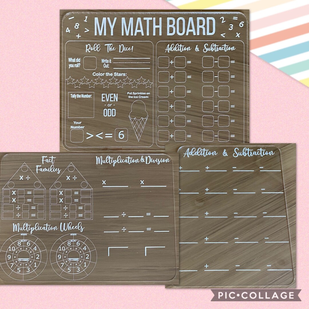 Dry Erase Math Boards. Multiplication. Division. Math Games. Home