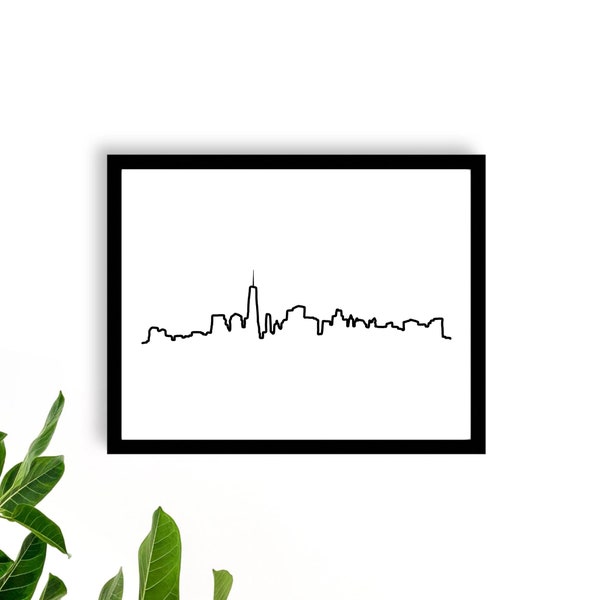 Manhattan Skyline Art Print, New York City Skyline Wall Art, New York City Art, Manhattan Wall Art, Minimal Line City Art