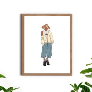 Arte de camiseta sin mangas de setas, impresión de arte de moda, arte de setas, arte de pared trippy, cartel de setas funky, impresión digital descargable