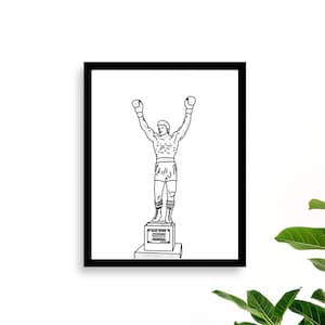 Arte de la pared de la estatua de Rocky, arte de la estatua de Philly Rocky Balboa, arte del dormitorio del Museo de Arte de Filadelfia, cartel de la ciudad mínima