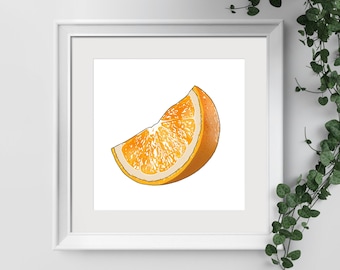 Orange Slice Poster Fruit Wall Art Printable Realistic Print Aesthetic Orange Fruit Pop Art Poster Nursery Playroom Decor INSTANT DOWNLOAD