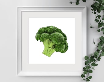 Broccoli Poster Vegetable Wall Art Printable Realistic Print Watercolor Green Veggie Pop Art Poster Nursery Playroom Decor INSTANT DOWNLOAD