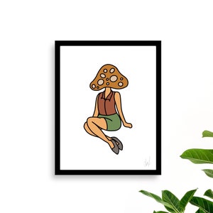 Funky Mushroom Girl Art Print - Digital Download