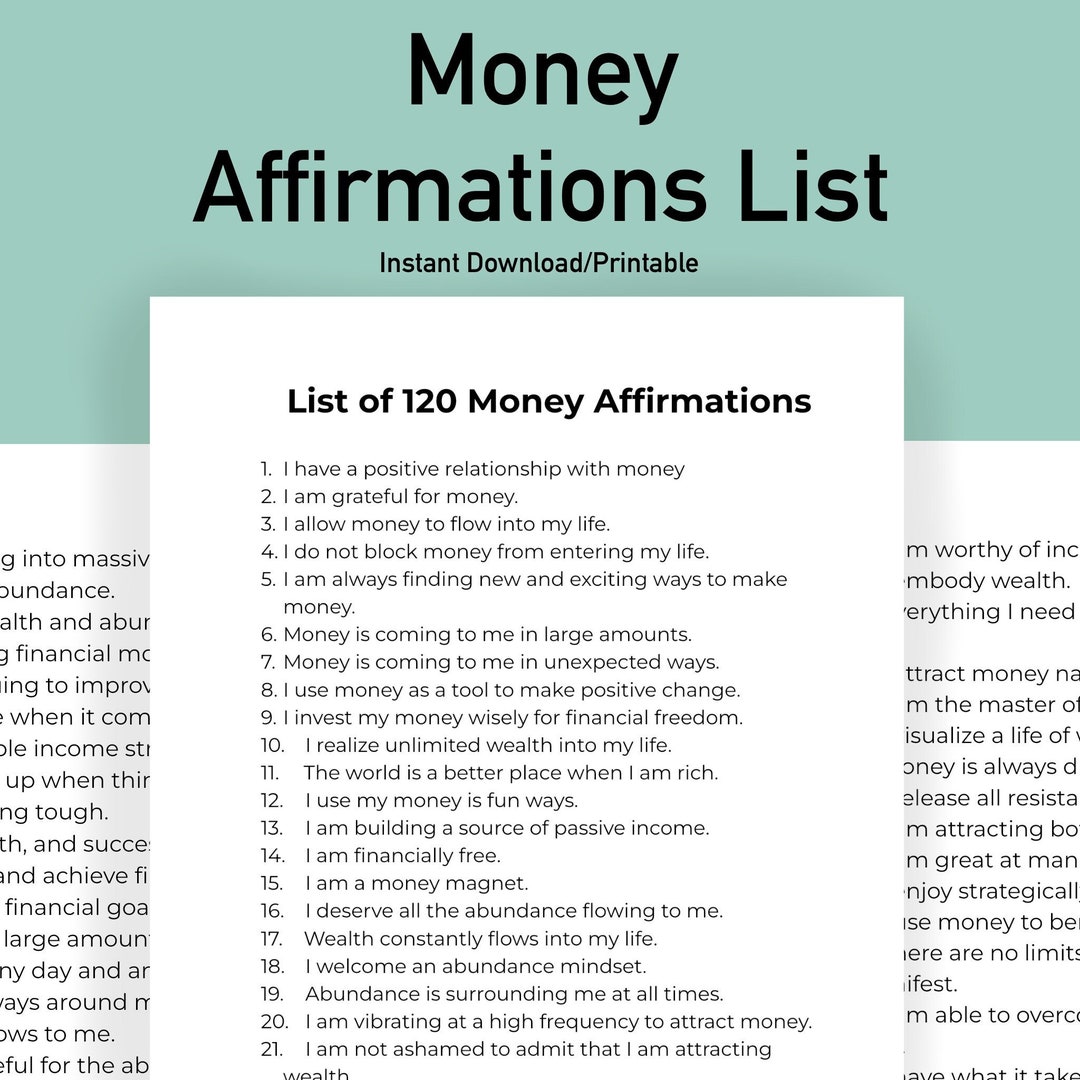120 MONEY AFFIRMATIONS Printable Quotes Daily Wealth Manifestation
