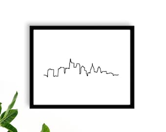 Philly Skyline Art Print, Philadelphia Skyline Wall Art, Philly Art, Philly Wall Art, Minimal Line City Art