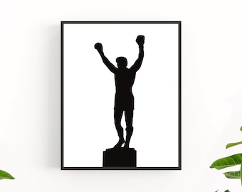 Rocky Statue Art, Philly Rocky Statue, Rocky Steps Wall Art, Minimal Philly Art, Digital Download