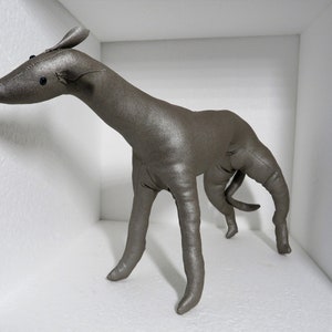 Stuffed Greyhound Shimmery Khaki, Lurcher, Sighthound Plush Greyhound-NOT A TOY 10&quot; tall 14&quot; long, Whippet