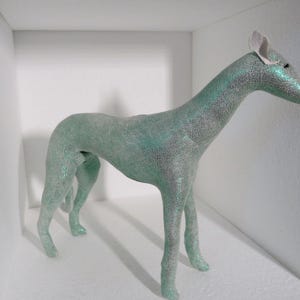 Christmas Greyhound, Lurcher, Whippet, Sighthound Stuffed Figurine-NOT A TOY 10&quot; tall 13&quot; long