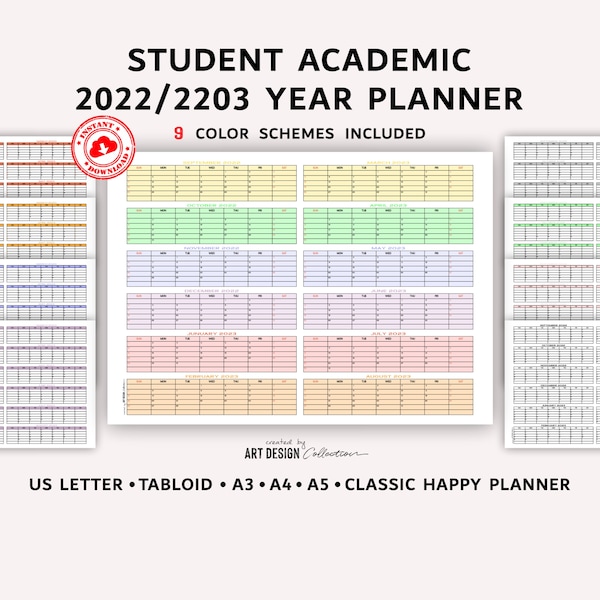 Studenten Akademische 2022|2023 Jahresplaner, Digitaler Landschaftsplaner, Digitaler Download Jahresplaner Schulplaner