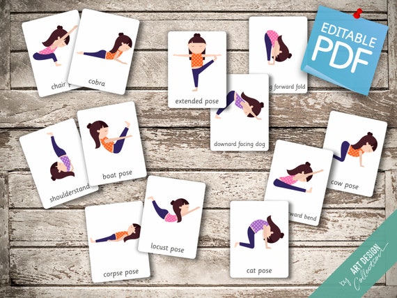 Kids Yoga U22 16 Montessori Cards U22 Flash Cards Nomenclature Cards Editable Pdf Pdf Printable Cards Yoga Pose Card Yoga Poses Preschool Toys Toys Games Dalasmaker Se