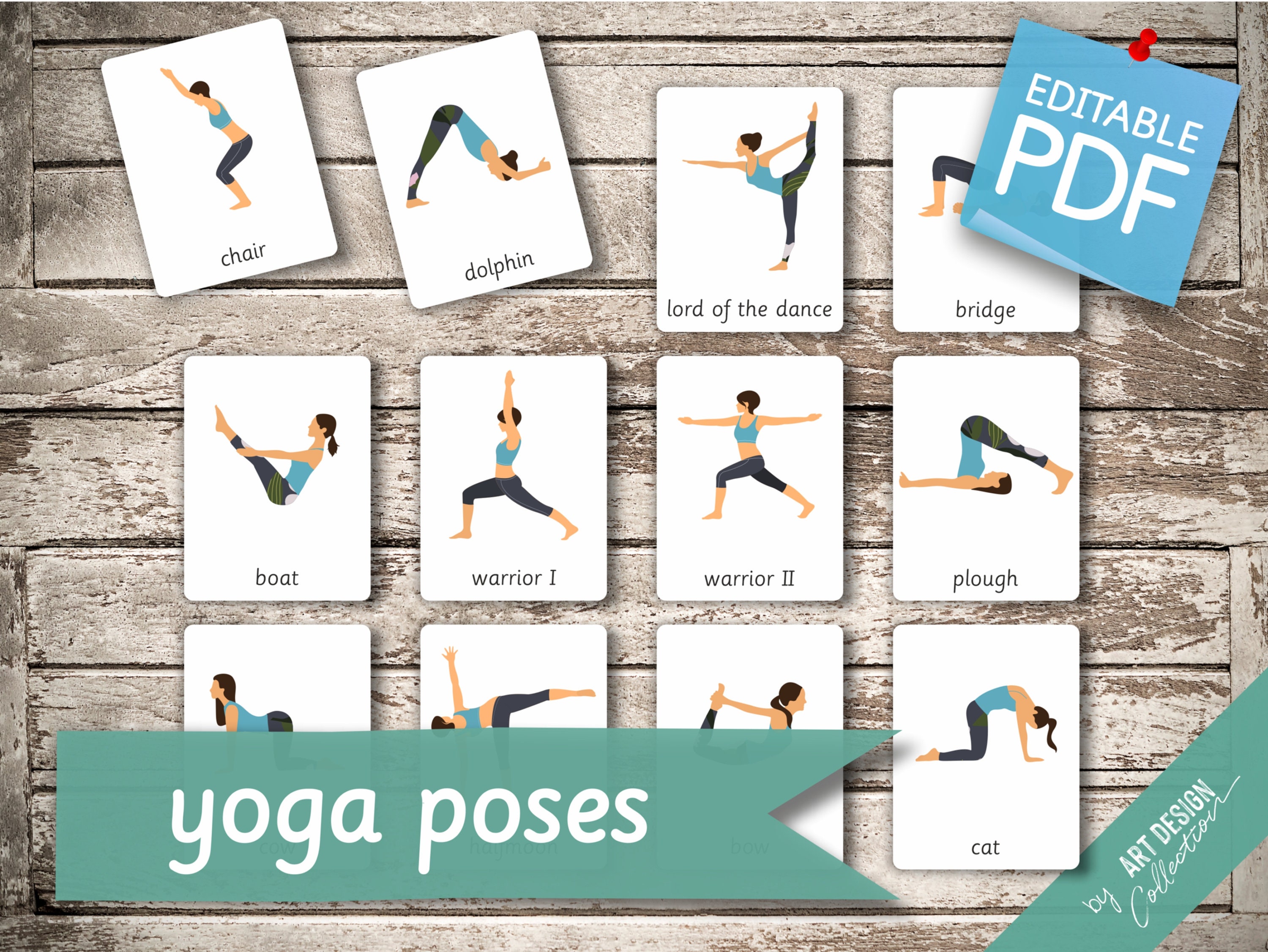 Yoga Poses Flash Cards 24 Montessori Cards Yoga Asanas Homeschooling  Educational Three Part Cards, Printable Cards, Yoga Posture - Etsy
