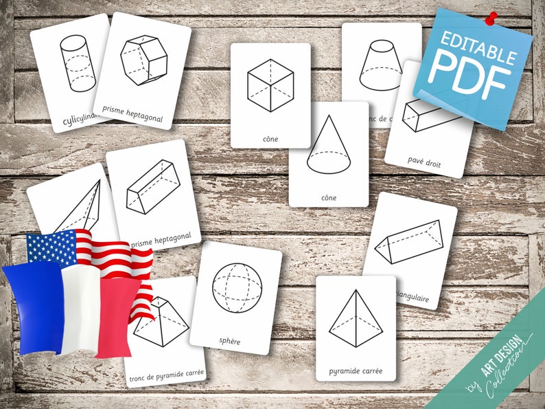3D GEOMETRIC SHAPES FRENCH Edition 20 French and 20 English Etsy