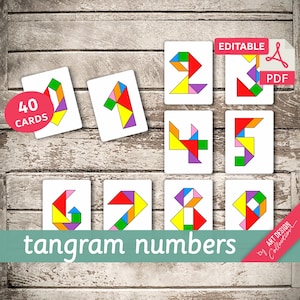 TANGRAM NUMERI • 40 carte Montessori • Flash Cards Nomenclatura FlashCards Pdf Schede stampabili scuola materna
