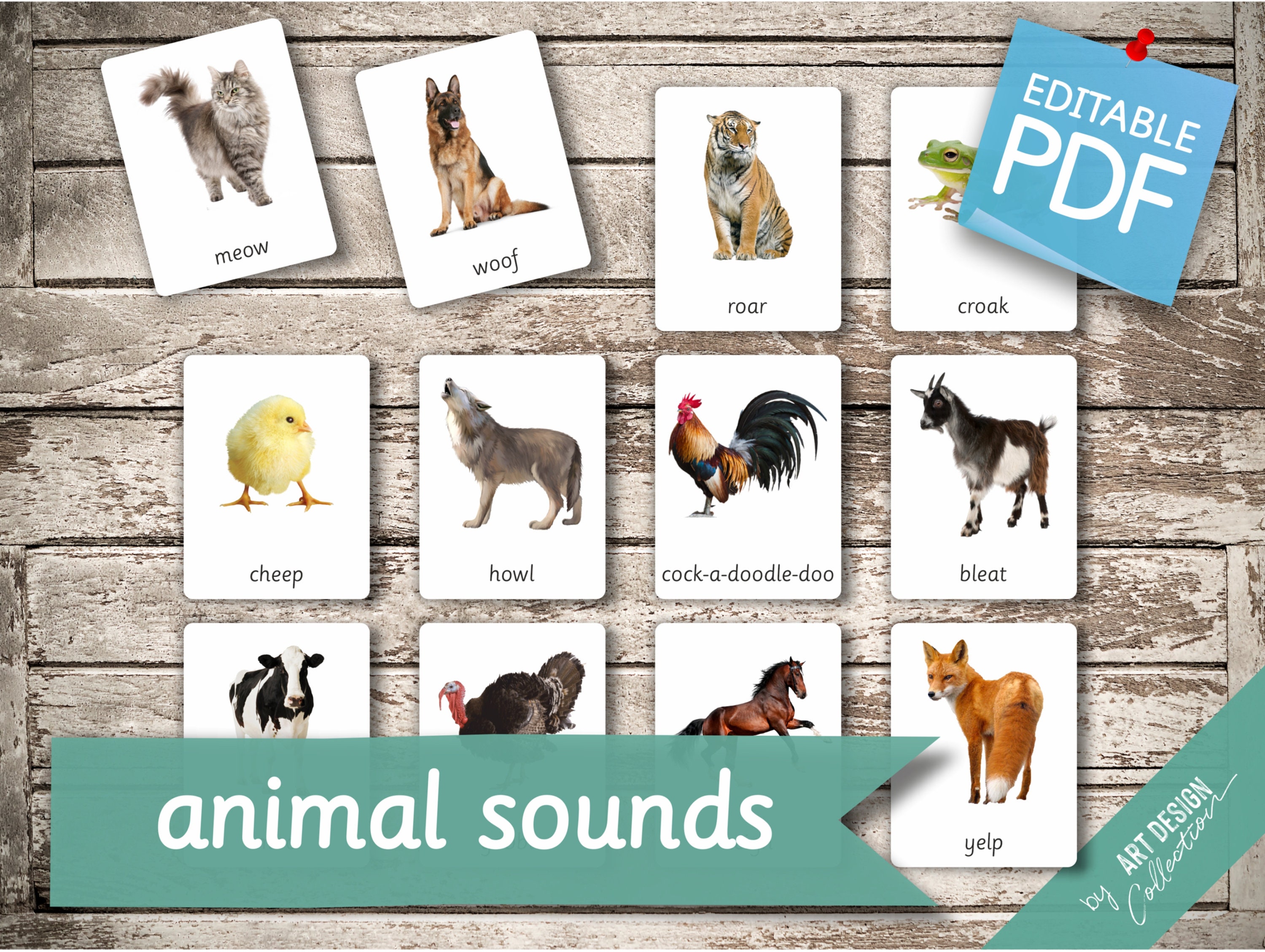 ANIMAL SOUNDS 3232 Editable Montessori Cards Flash Cards - Etsy Australia