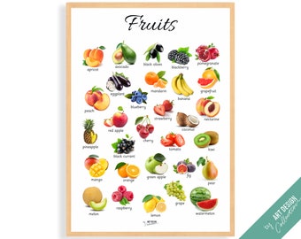 FRUITS POSTER • Montessori Poster • Montessori Educational Homeschooling Learning Poster Kids Nursery Room preschool