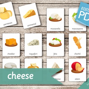 KÄSE • 27 Montessori Karten • Karteikarten Nomenklatur Karteikarten Editierbare Pdf Druckbare Karten Vorschule
