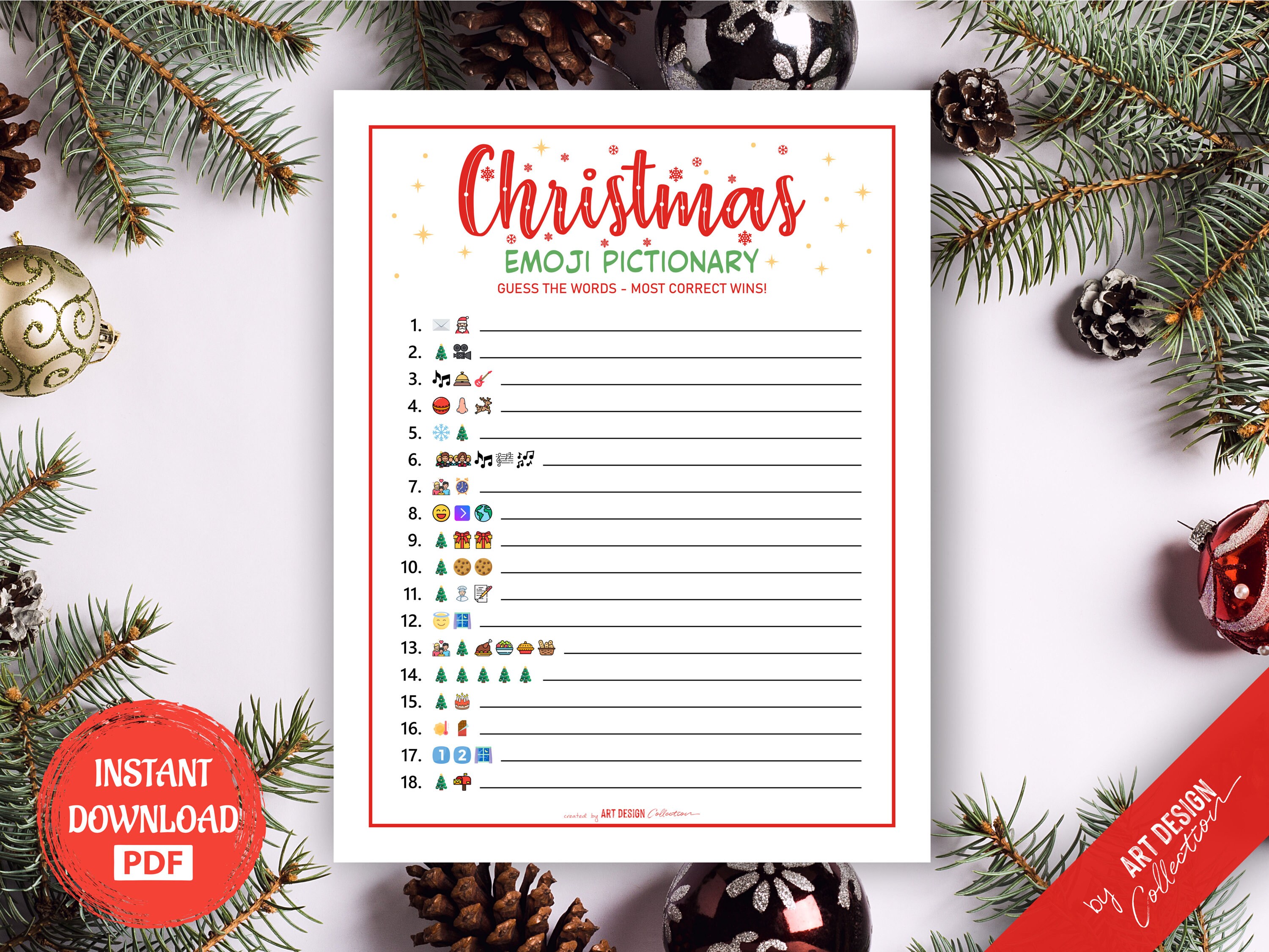 CHRISTMAS Emoji Pictionary Game Christmas Game Holiday - Etsy
