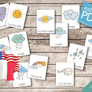 WEATHER FRENCH Edition • 26 French and 26 English Editable Montessori ...