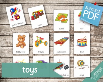 TOYS • 46 Montessori Cards • Flash Cards  Nomenclature FlashCards  Editable Pdf Printable Cards preschool