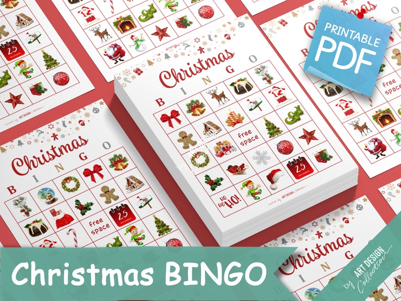 CHRISTMAS BINGO • 30 Printable Cards • Christmas Game Holiday Bingo Christmas Party Holiday Party