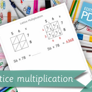 LATTICE MULTIPLICATION Math • 16 Montessori Cards • Flash Cards ...