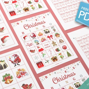 CHRISTMAS BINGO 30 Printable Cards Christmas Game Holiday Bingo Christmas Party Holiday Party Holiday games Xmas bingo game imagem 5