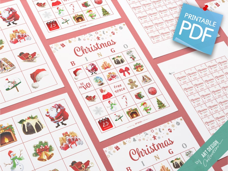 CHRISTMAS BINGO 30 Printable Cards Christmas Game Holiday Bingo Christmas Party Holiday Party Holiday games Xmas bingo game imagem 5