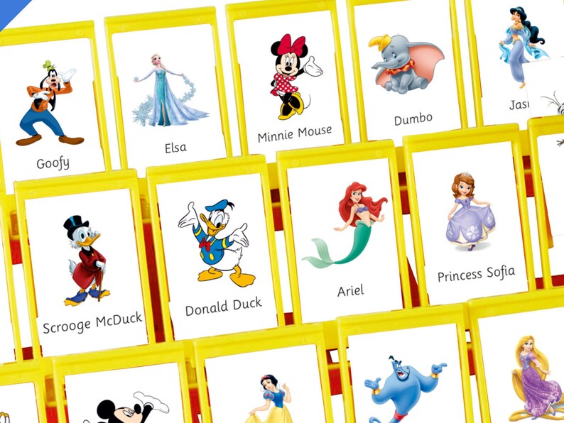 Guess Who DISNEY Characters Insert Cards Montessori cards | Etsy