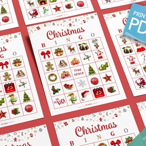 CHRISTMAS BINGO 30 Printable Cards Christmas Game Holiday Bingo Christmas Party Holiday Party Holiday games Xmas bingo game image 4