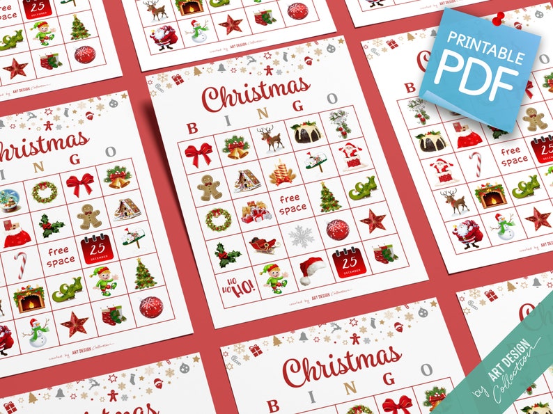 CHRISTMAS BINGO 30 Printable Cards Christmas Game Holiday Bingo Christmas Party Holiday Party Holiday games Xmas bingo game imagem 4