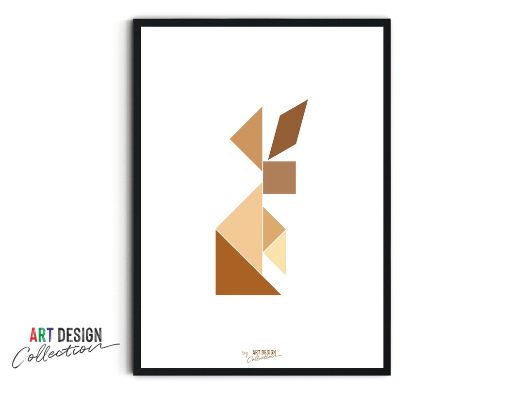 Talgram Rabbit Rabbit Tangram Abstract Wall Art, Printable Wall Art Decor ...