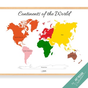 KONTINENTE der WELT POSTER • Montessori Poster • Montessori Homeschooling Lernposter für Kinder Vorschule
