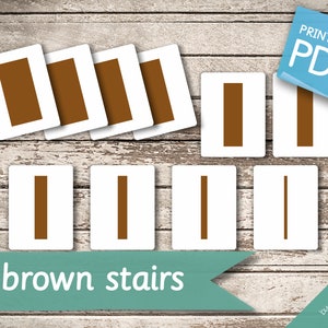 BROWN STAIRS Control Charts • 40 Cartões Montessori • Flash Cards Nomenclatura FlashCards PDF Cartões imprimíveis pré-escola