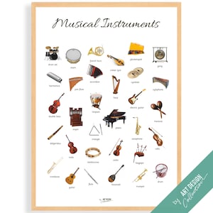 POSTER INSTRUMENTS DE MUSIQUE • Poster Montessori • Poster éducatif Montessori sur l'enseignement à domicile Matériel préscolaire pour chambre d'enfants