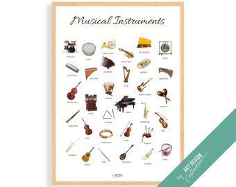 MUSICAL INSTRUMENTS POSTER • Montessori Poster • Montessori Educational Homeschooling Learning Poster Kids Nursery Room preschool material