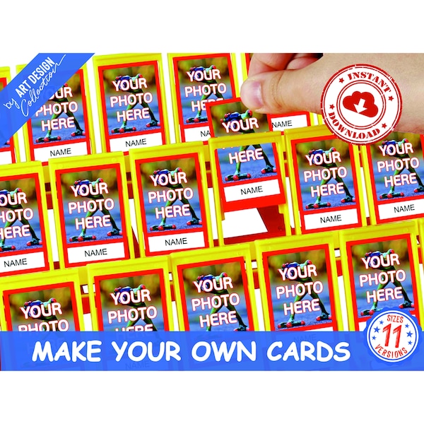 Machen Sie Ihre eigenen Karten • Benutzerdefinierte Vorlage bearbeitbare Insert-Karten • Montessori-Karten • Guess Who Partyspiele Karten Spielzeug-Sticker-Karten