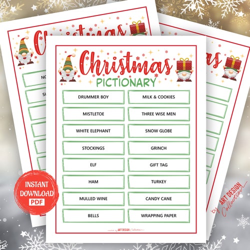Christmas Pictionary Game / Christmas Party Games / Holiday Etsy