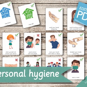 PERSÖNLICHE HYGIENE • 18 Montessori Karten • Karteikarten Nomenklatur Karteikarten Editierbare Pdf Druckbare Karten Stay Home Vorschule