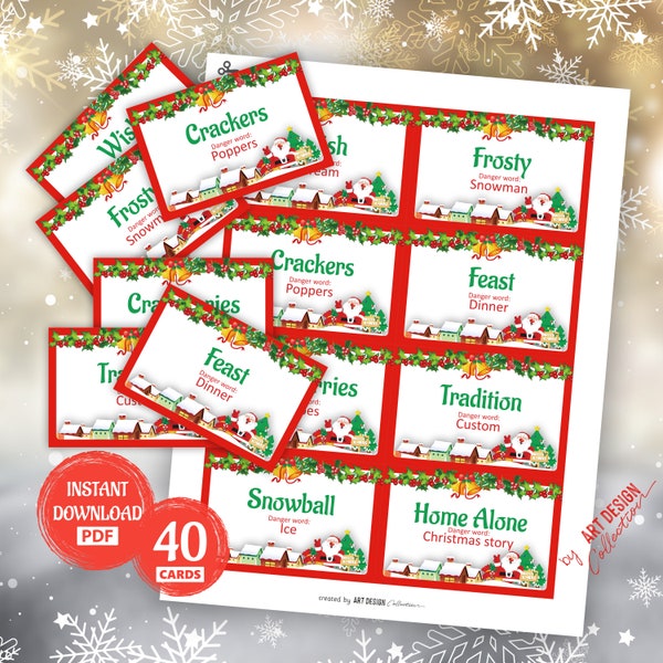 CHRISTMAS Danger Word Game • Christmas Game Holiday Christmas Party Holiday Party Holiday games Xmas bingo game Christmas Printable Games